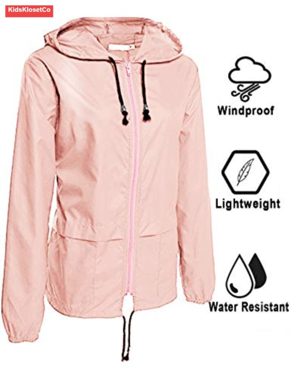 Lightweight Waterproof Rain Jacket Packable Hooded Windbreaker for Women - Picture 2 of 6